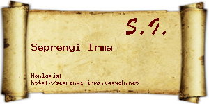 Seprenyi Irma névjegykártya